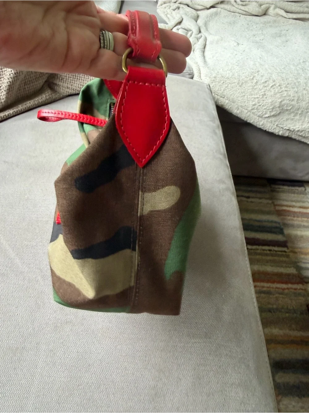 Parker Thatch Camouflage Mini Hobo Bag with Red Trim